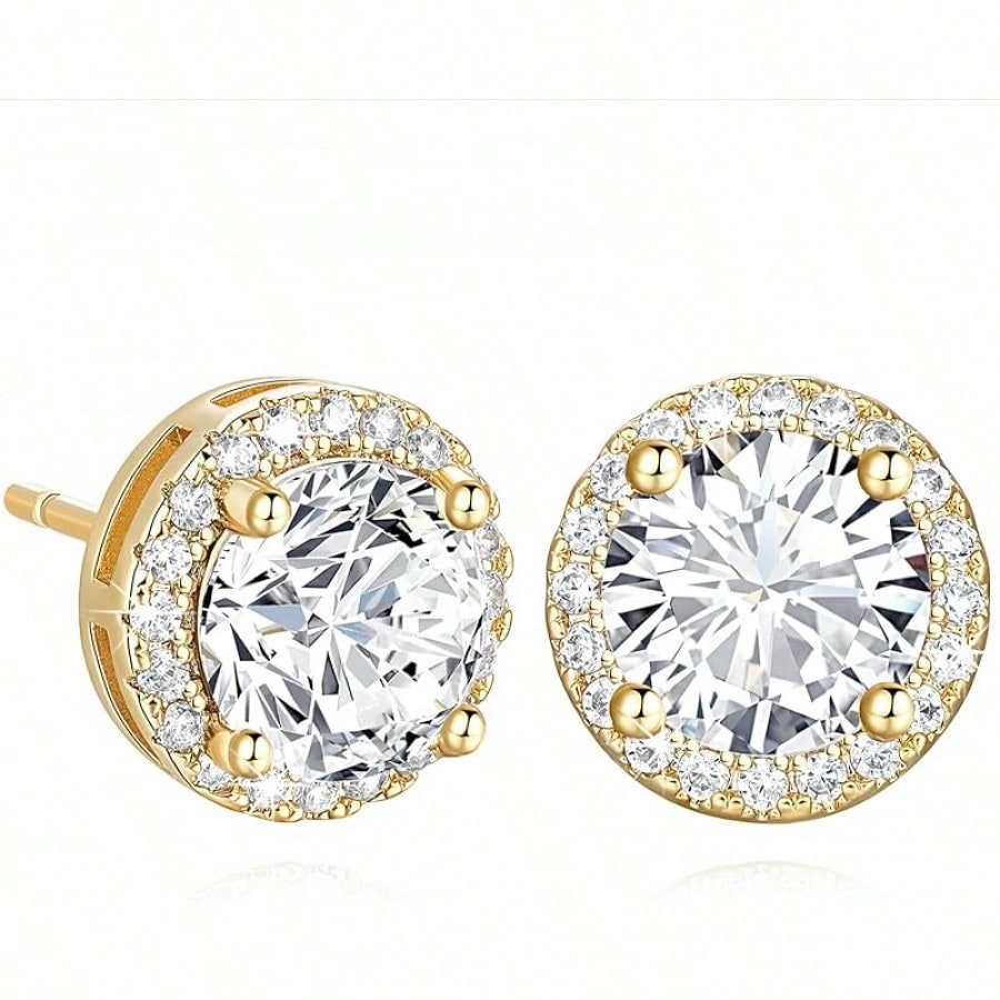 EWAJFBVGold Stud Earrings Women 14K Gold Earrings Lightweight Studs Earring Women Hypoallergenic Classic Small Studs Womens Earring 6.5/8.5mm