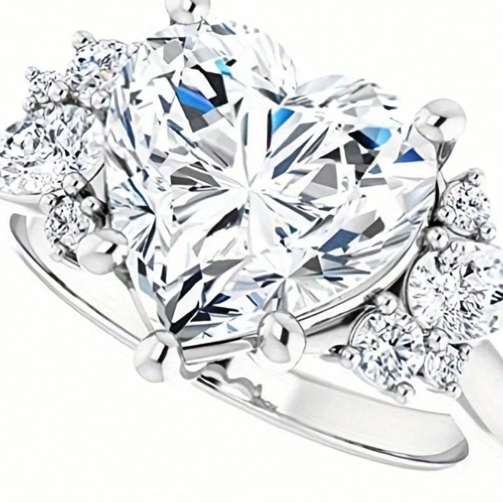 5CT Heart-Shaped Colorless Moissamite Engagement Ring, Wedding Bride Ring, Eternal Sterling 925 Silver Solid Anniversary Promise Ring