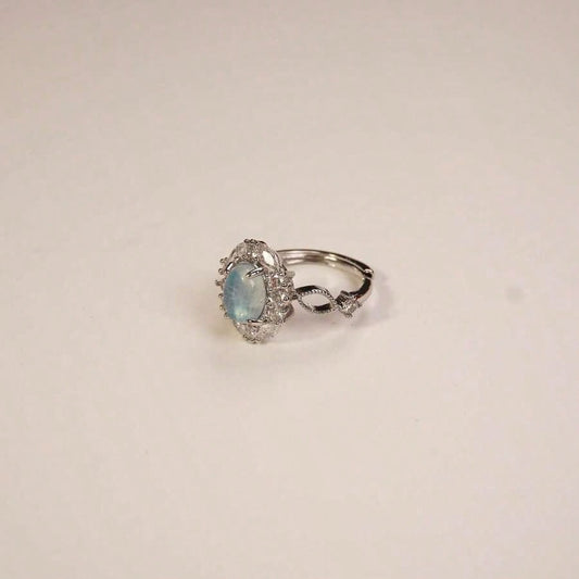 Light Blue Gemstone Ring Women's Open Adjustable Ring Suitable Daily Wear And Giving