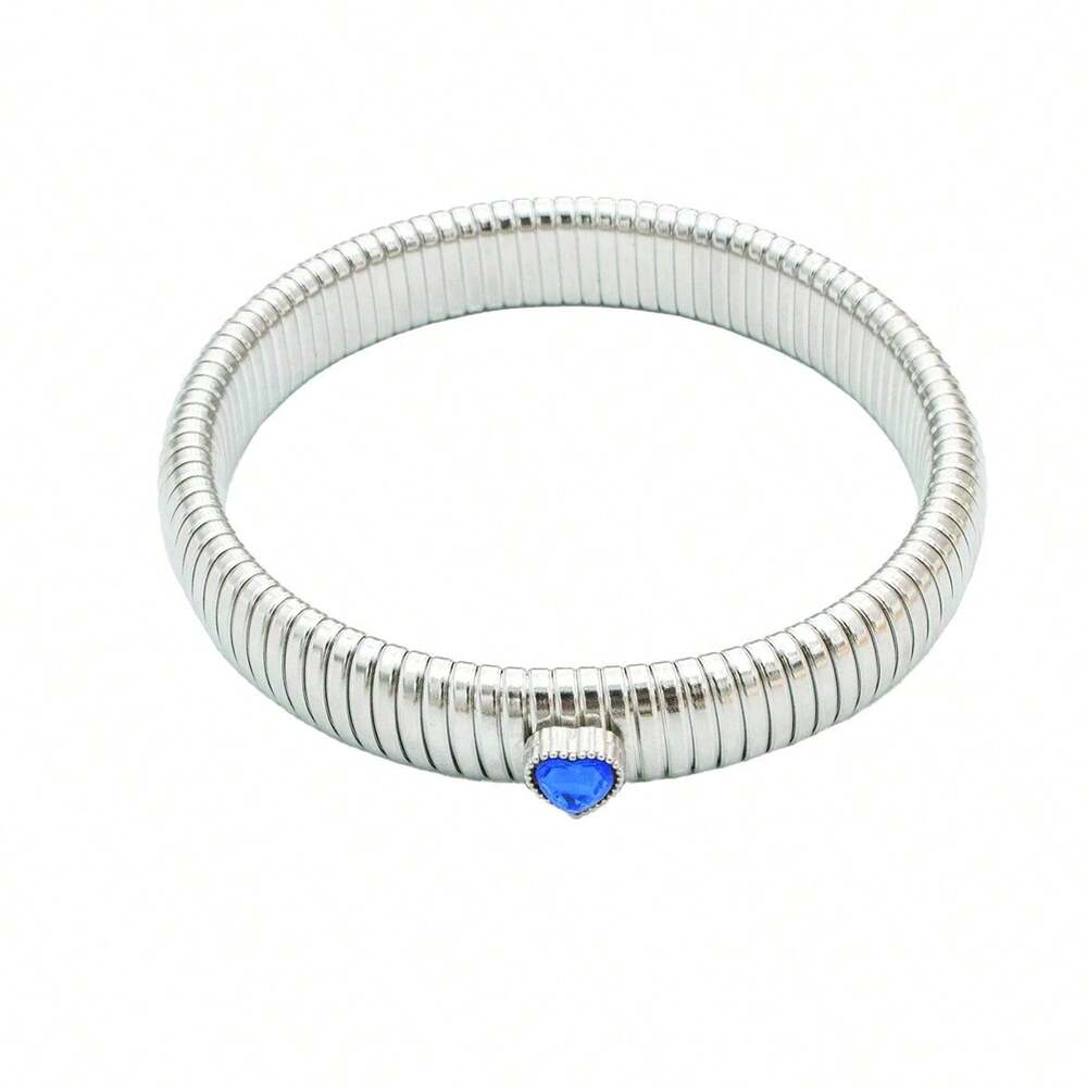 Waterproof Stainless Steel Retro Elasticity Thick Metal Polish Bracelet 18K Gold Plated  Fashion Unisex Jewelry Men Women