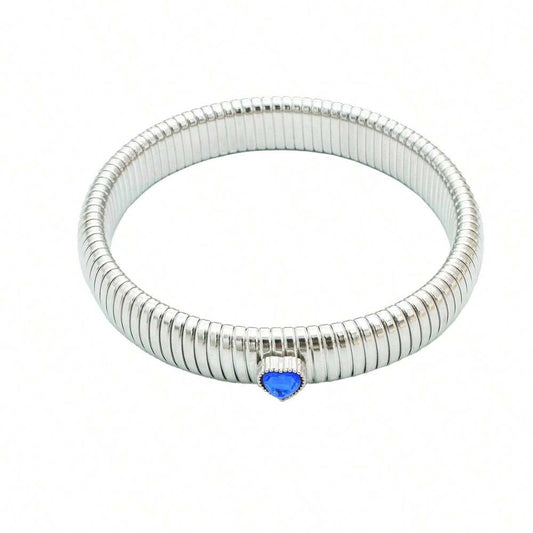 Waterproof Stainless Steel Retro Elasticity Thick Metal Polish Bracelet 18K Gold Plated  Fashion Unisex Jewelry Men Women