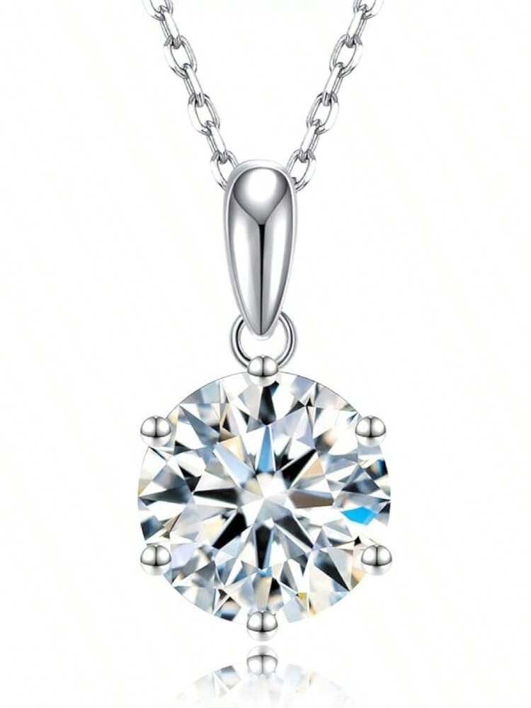 Moissanite Pendant Necklace In 925 Sterling Silver, 1-5CT
