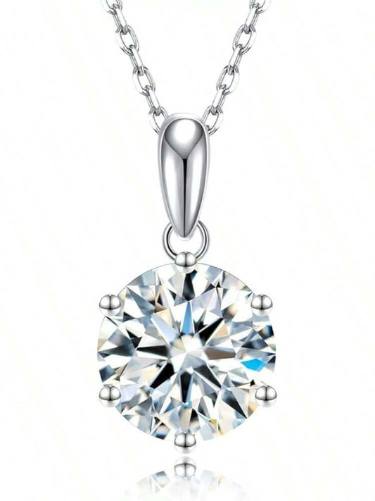 Moissanite Pendant Necklace In 925 Sterling Silver, 1-5CT