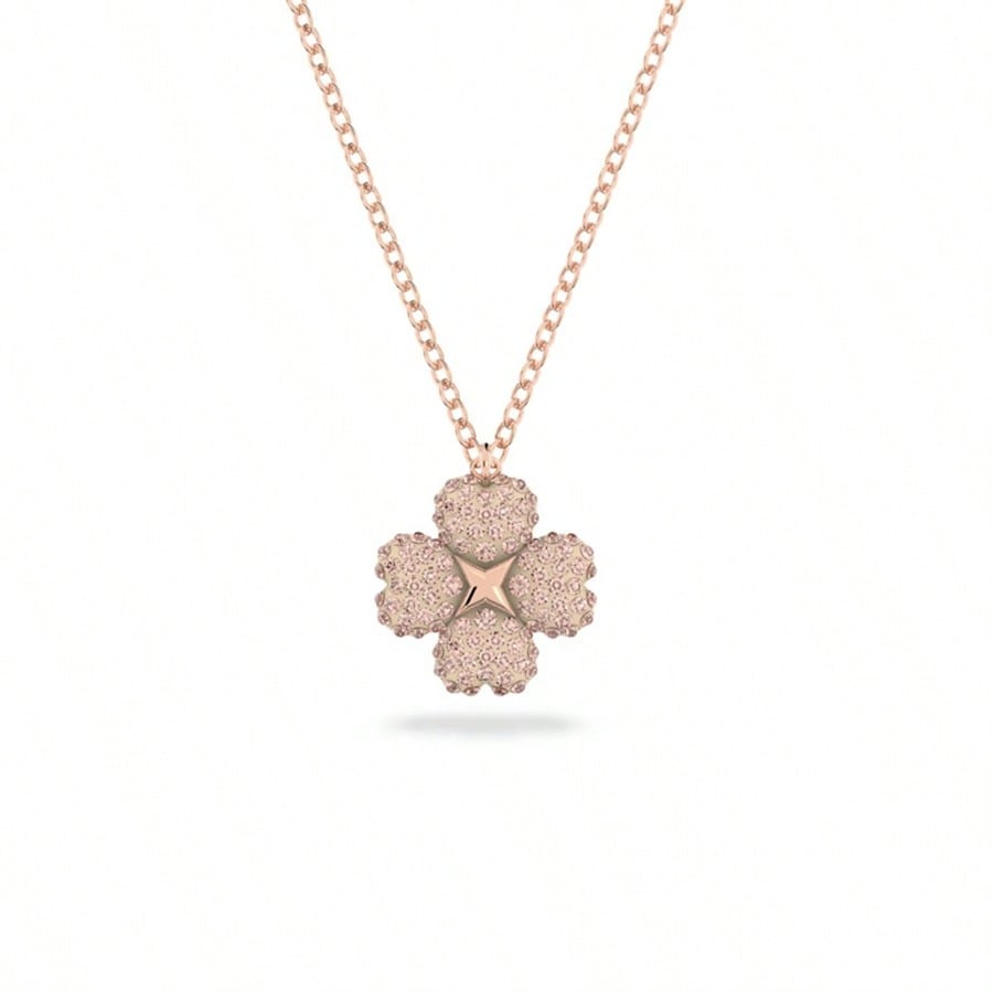 Swarovski Fashion Elegant Rhinestone Necklace 5636489 - Latisha Flower Pendant Rose Gold Jewelry, Suitable Gift For Women