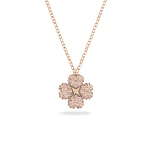 Swarovski Fashion Elegant Rhinestone Necklace 5636489 - Latisha Flower Pendant Rose Gold Jewelry, Suitable Gift For Women