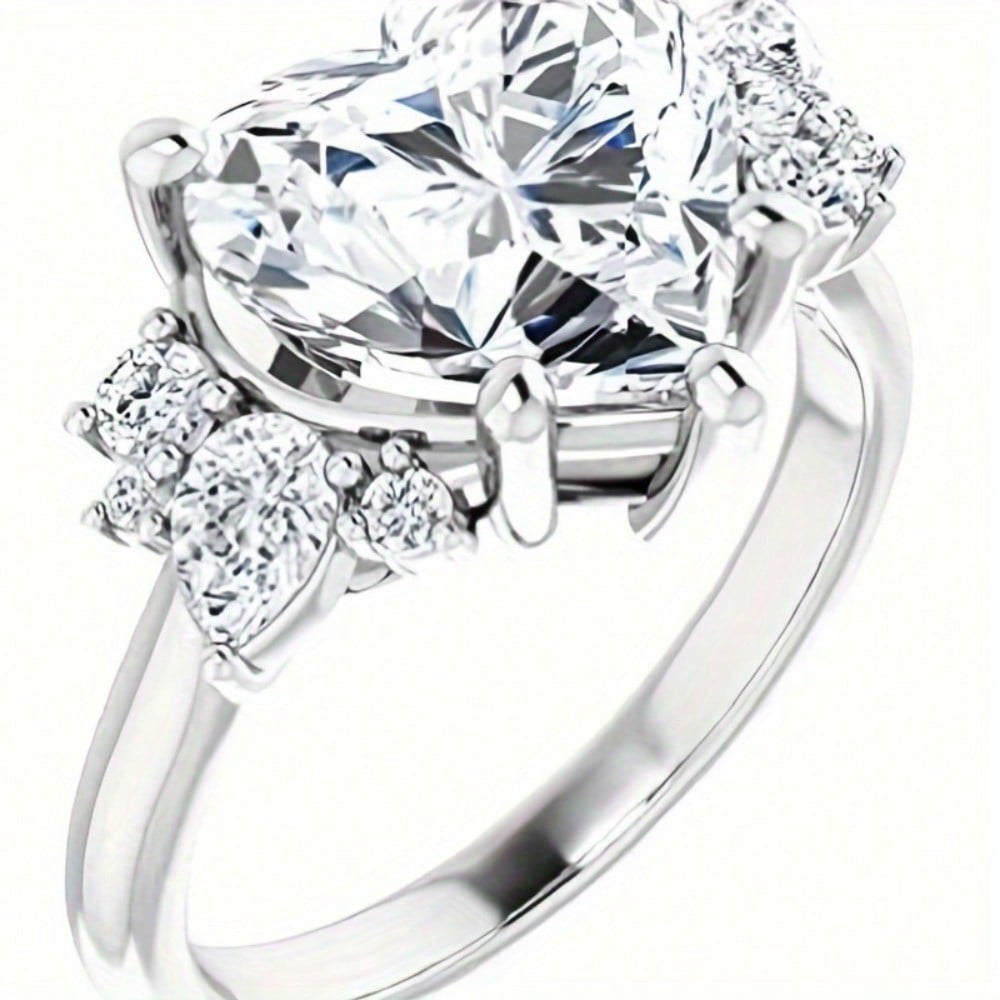 5CT Heart-Shaped Colorless Moissamite Engagement Ring, Wedding Bride Ring, Eternal Sterling 925 Silver Solid Anniversary Promise Ring