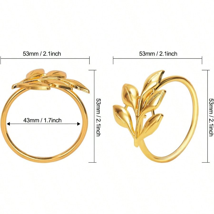 KPOSIYA Set Of 100 Leaf Napkin Rings Metal Gold Napkin Holder Table Napkin Rings For Thanksgiving Day Christmas Dinning Table Parties Everyday Ye ZiGold 100