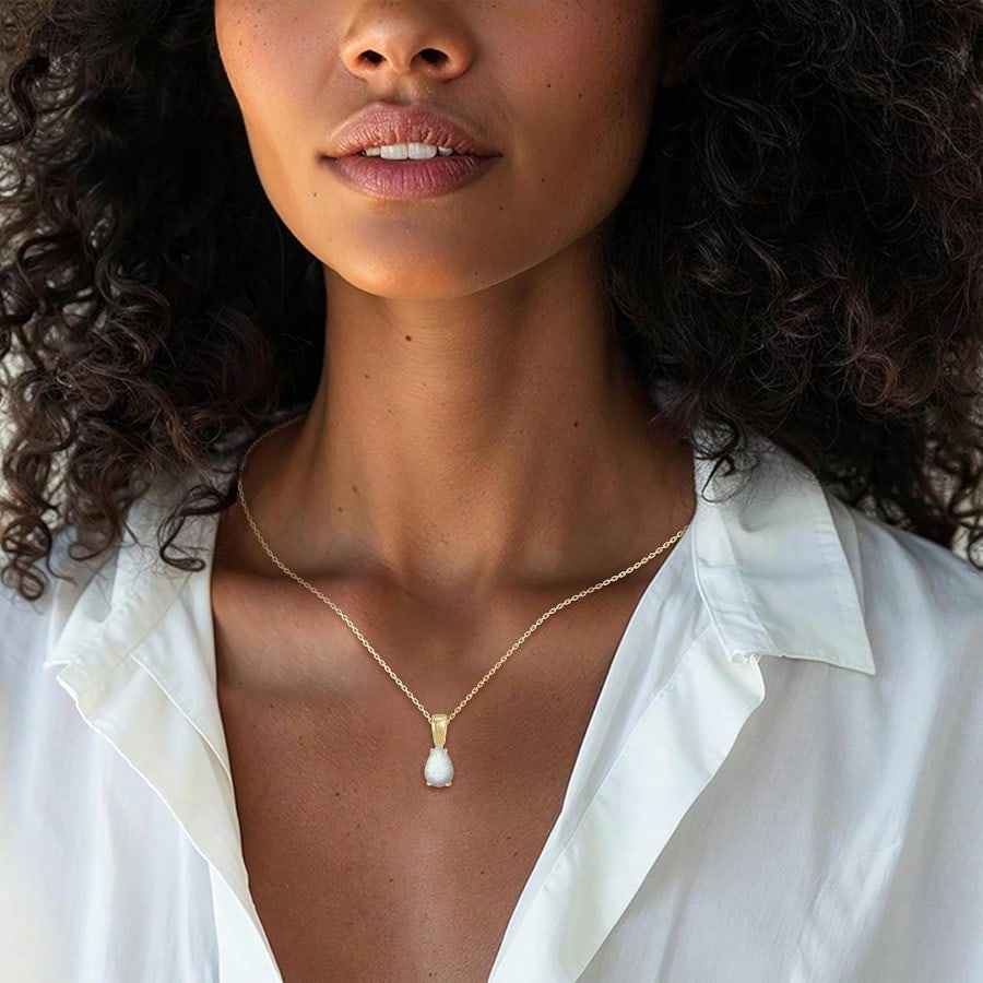 RK--14K Gold Plated Gemstone Necklace For Women Birthestone Teardrop Necklace Gold Jewelry For Women Dainty Gold Necklace Everyday Necklaces Gold Necklaces For Women