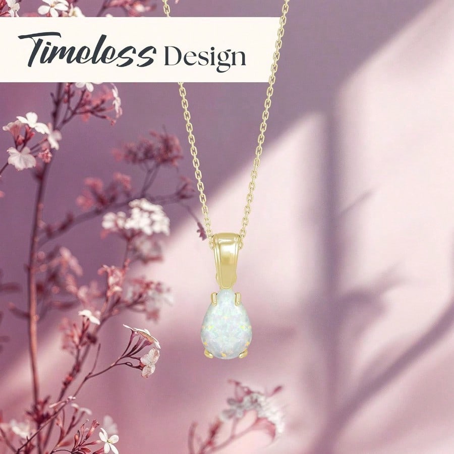 RK--14K Gold Plated Gemstone Necklace For Women Birthestone Teardrop Necklace Gold Jewelry For Women Dainty Gold Necklace Everyday Necklaces Gold Necklaces For Women