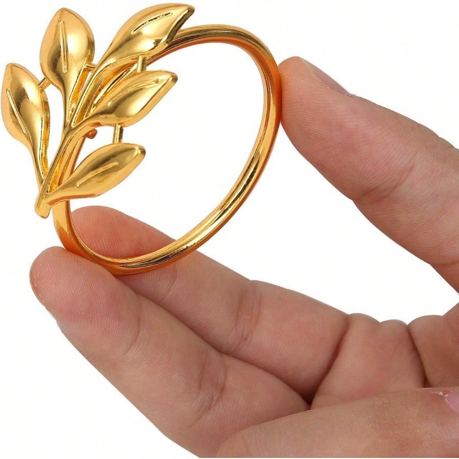 KPOSIYA Set Of 100 Leaf Napkin Rings Metal Gold Napkin Holder Table Napkin Rings For Thanksgiving Day Christmas Dinning Table Parties Everyday Ye ZiGold 100