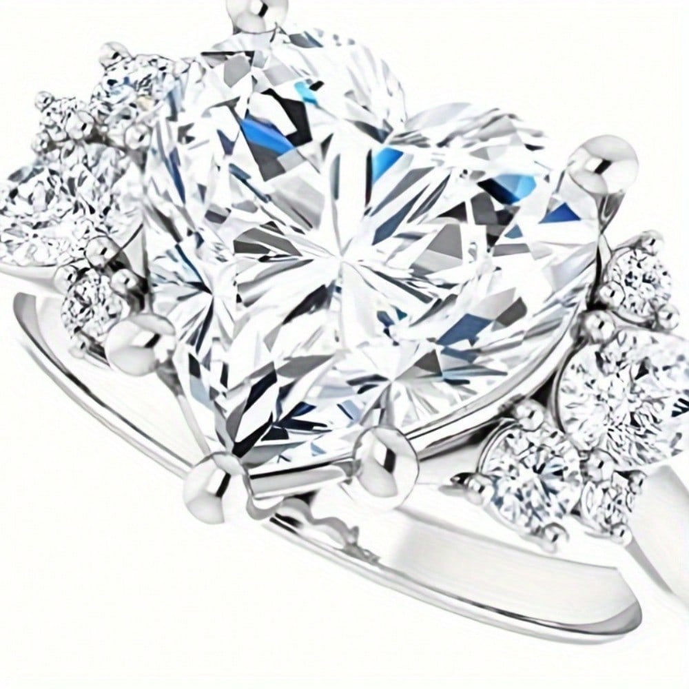 5CT Heart-Shaped Colorless Moissamite Engagement Ring, Wedding Bride Ring, Eternal Sterling 925 Silver Solid Anniversary Promise Ring