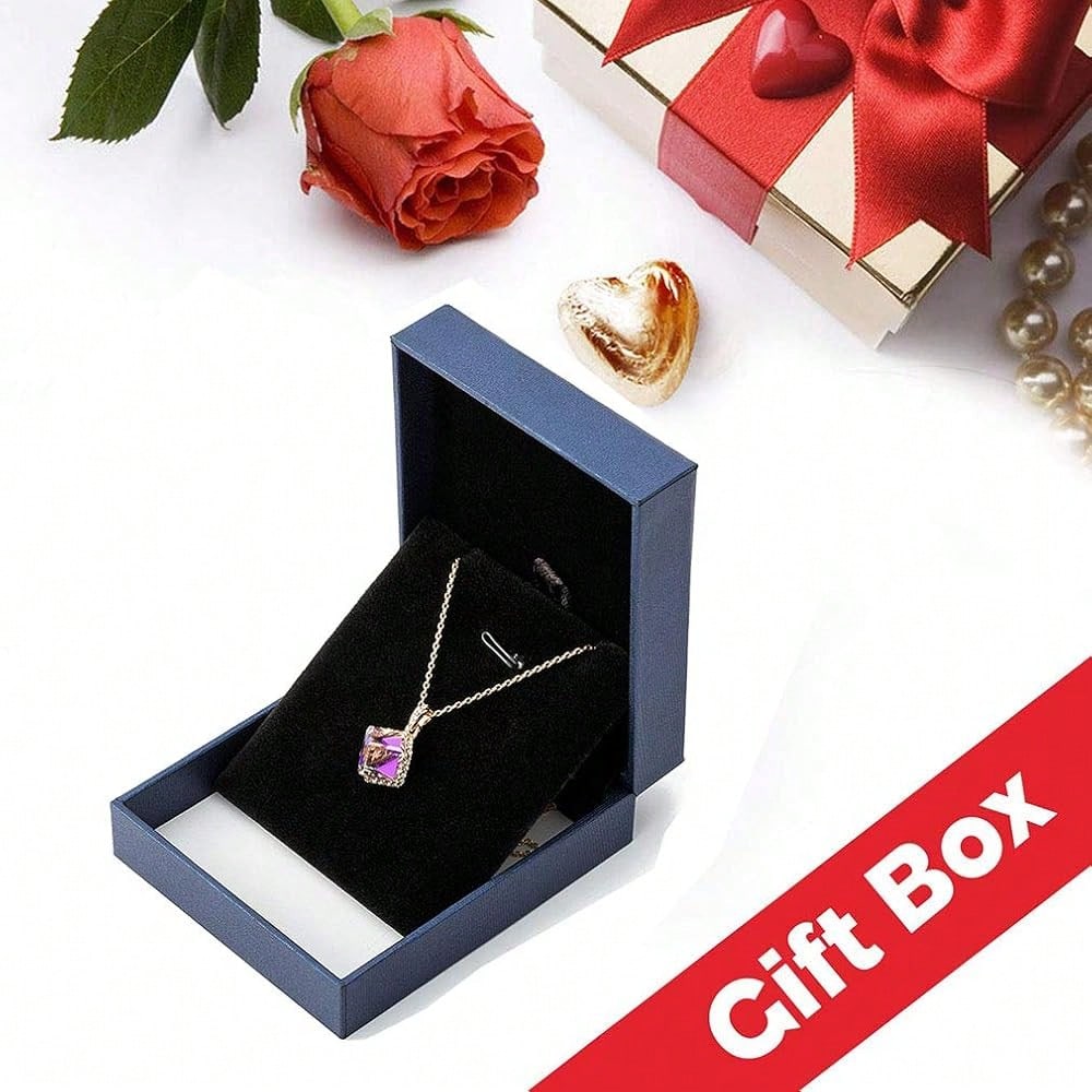 EVEVIC Color Changing Cubic Austrian Crystal Pendant Necklaces For Women 14K Gold Plated Hypoallergenic Jewelry-4056